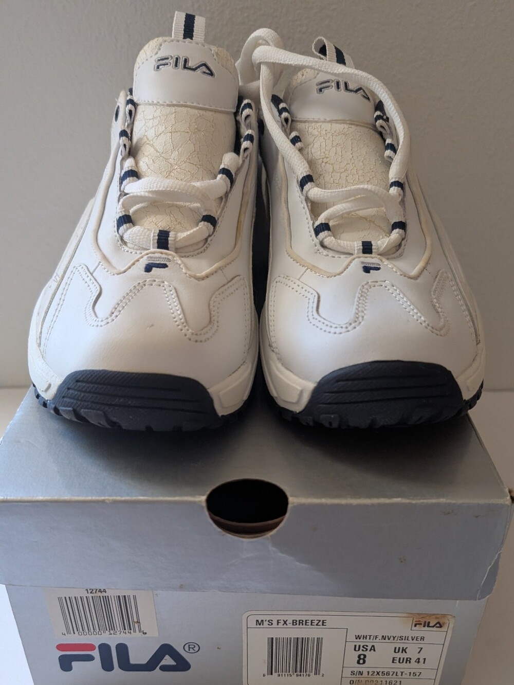 FILA Men's FX-Breeze White/Navy Athletic Sneakers